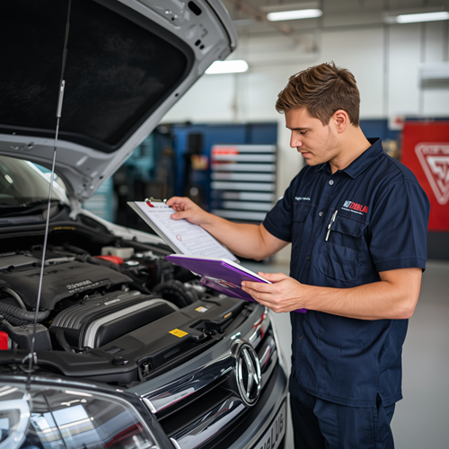 RWC Inspection - Mechanic checking vehicle for roadworthy certificate